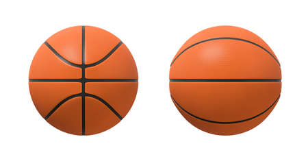 3d rendering of basketballs shown in different view angles on a white background.の写真素材