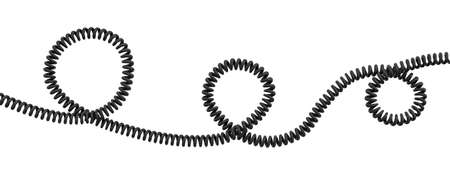 3d rendering of a single curved spiral cable lying on a white background.の写真素材