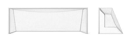 3d rendering of white empty football gates isolated on a white background.の写真素材