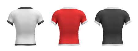 3d rendering of three shirts shaped as a male torso from back view on a white background.の写真素材