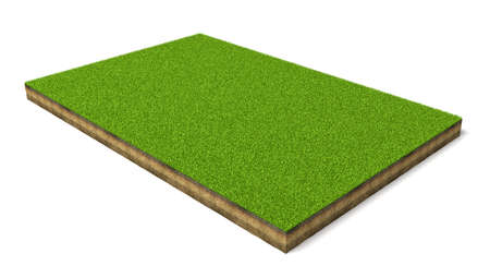 3d rendering of an isolated sports field with green grass on a white background.の写真素材