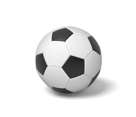 3d rendering of a single black and white leather ball for playing football or soccer.の写真素材