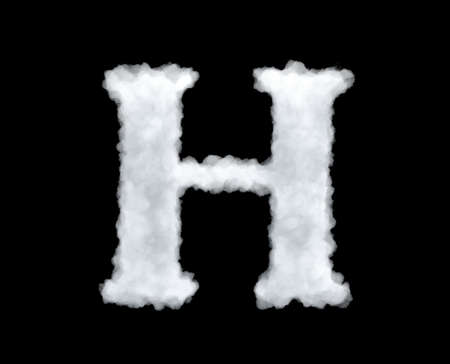 3d rendering of a letter-H-shaped cloud isolated on black background.の写真素材