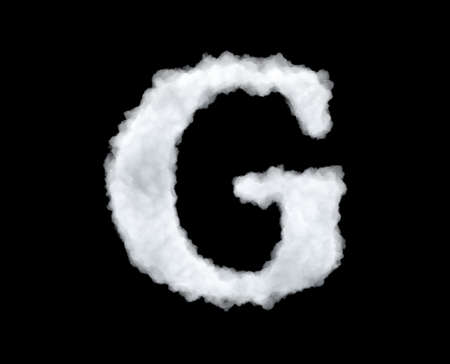 3d rendering of thick white cloud G letter on black backgroundの写真素材
