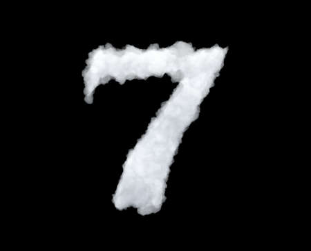 3d rendering of thick white cloud 7 number on black backgroundの写真素材