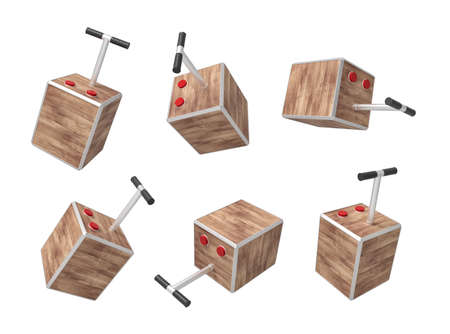 3d rendering set of tnt detonator boxes isolated on white background