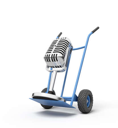 3d rendering of a vintage microphone on a hand truckの写真素材
