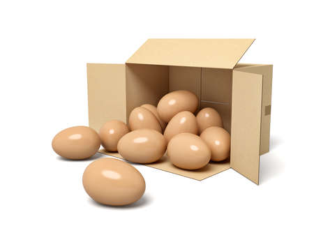 3d rendering of chicken eggs in carton box.の写真素材