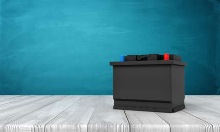 3d rendering of accumulator on white wooden floor and dark turquoise backgroundの写真素材