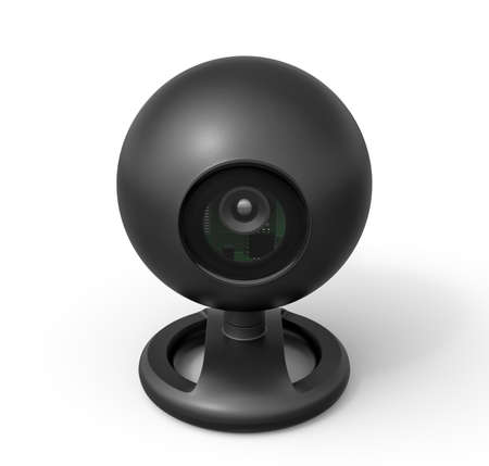 3d close-up rendering of black webcam on white background.の写真素材