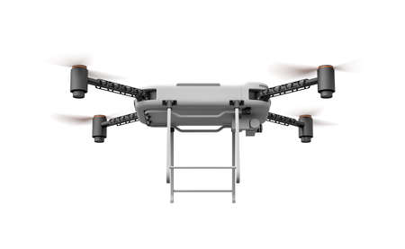 3d rendering of white and black drone with camera isolated on white background.の写真素材