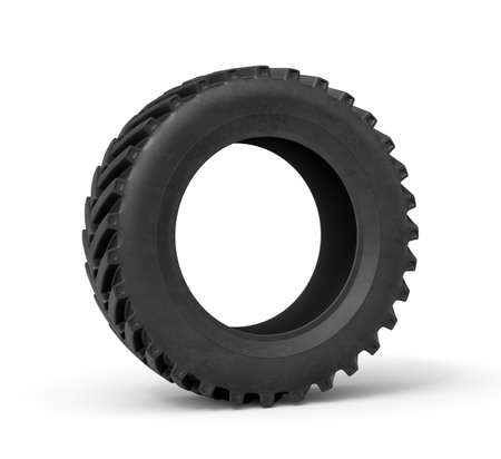 3d rendering of black vehicle tire isolated on white backgroundの写真素材