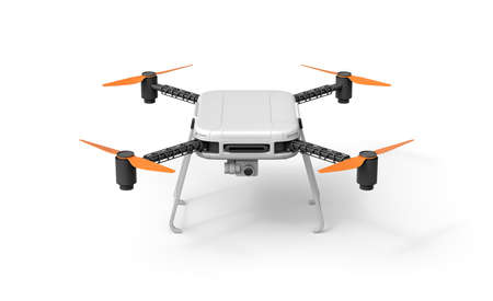 3d rendering of quadcopter isolated on white backgroundの写真素材