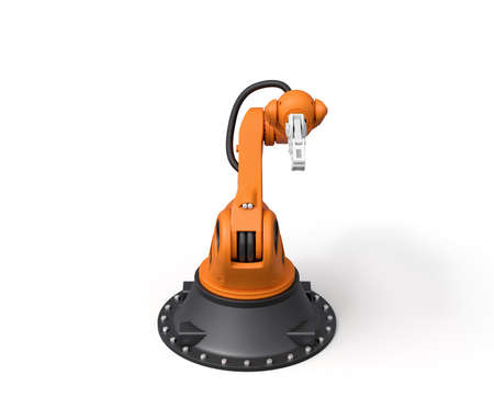 3d rendering of orange robotic arm isolated on white backgroundの写真素材