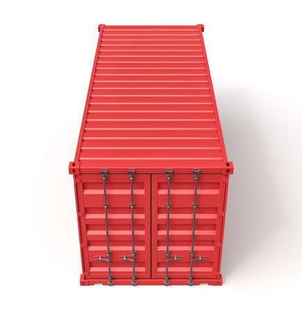 3d rendering of closed red shipping container isolated on white background