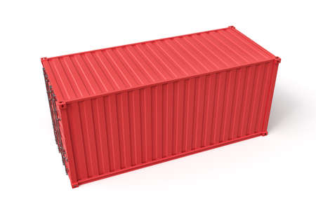 3d rendering of closed red cargo container isolated on white background.の写真素材