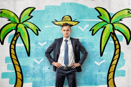 Professional dressed as a beach touristの写真素材