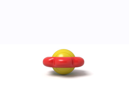 Red and yellow gyroscope on white background