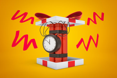 Time bomb styled as a gift with ribbonの写真素材