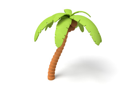 Curvy 3D cartoon palm tree with green leavesの写真素材