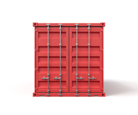 3d rendering of closed red cargo container isolated on white background.の写真素材