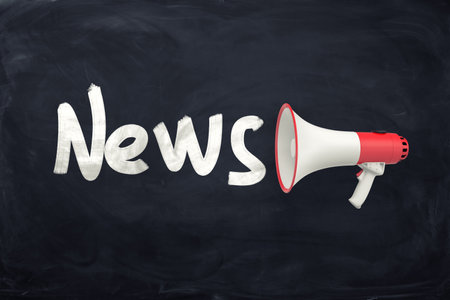 Megaphone on blackboard with the word Newsの写真素材