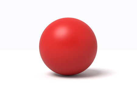 Perfectly rendered shiny red sphere on whiteの写真素材