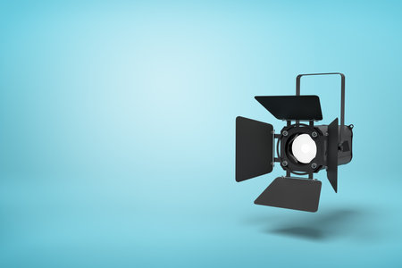 Professional studio light on blue backgroundの写真素材