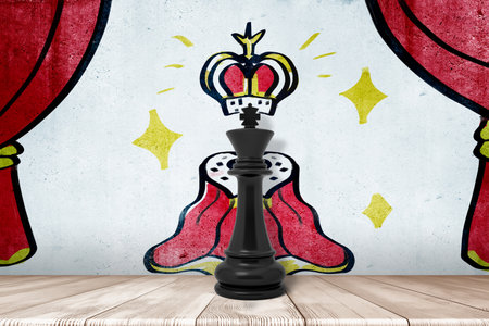 King chess piece with graffiti-style crownの写真素材