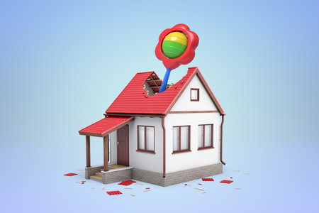 House with a Flower Lollipop on Roofの写真素材