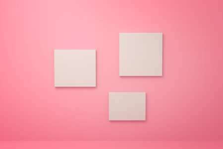 Three Pink Toned Squares On Pink Backgroundの写真素材