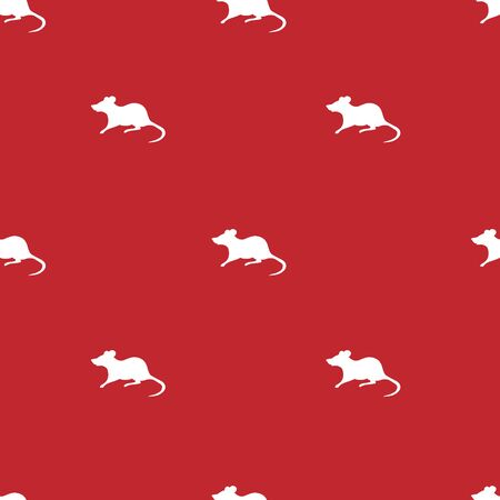White rat pattern. The background is red. Chinese New Year. Eastern calendar. Holiday print.&#xD;&#xA;のイラスト素材