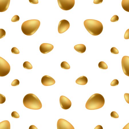 The endless pattern of the Golden Easter egg. Vector. Three-dimensional image on an isolated background. The idea for Wallpapers, covers, books, cover. Cartoon style. Holiday print.のイラスト素材