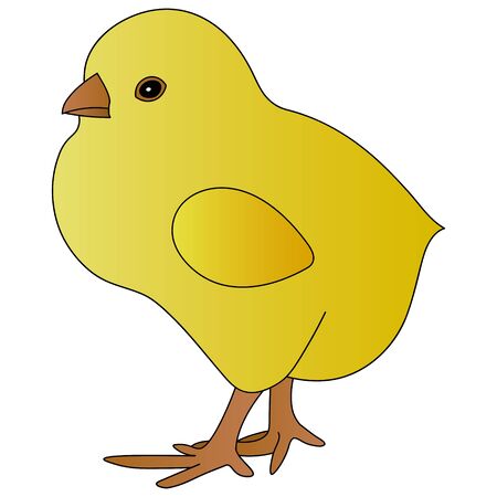 Color vector illustration of a plump chicken. Yellow ball. Chick on an isolated background. Cartoon style. Idea for a book, magazine, or web design. Easter mood.のイラスト素材