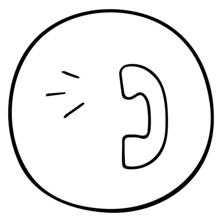 The call. Handset Vector icon. Outline on an isolated background. Doodle style. Sketch Voice chat. Call symbol. Negotiations in the distance. Communication technology. Idea for web design, menu.のイラスト素材