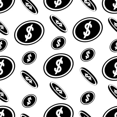 Falling coins. US dollar. Endless vector pattern. Ornament on an isolated transparent background. Flat style. Currency Themes of business and finance. Illustration for cover, wallpaper, textile.のイラスト素材