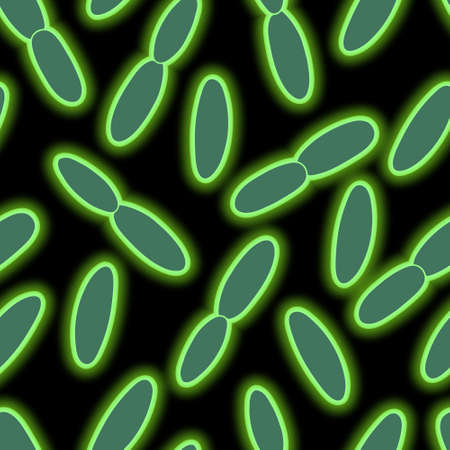 Plague wand. Vector illustration. Bacterium under fluorescence microscopy. Acute infectious disease. Outline on an isolated black background. Bubonic plague. Science and medicine. Black pestilence.のイラスト素材