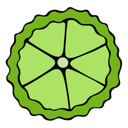 Lime mug. Fruit for a refreshing cocktail. Colored vector illustration. Isolated white background. Cartoon style. A slice of lemon. Snack. Part of a citrus fruit. Idea for web design, menuのイラスト素材