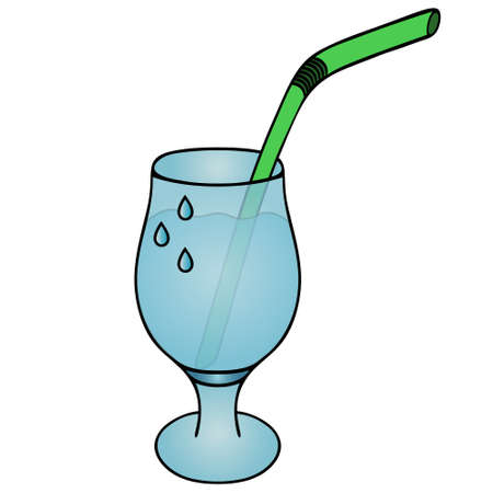 Carbonated drink. Refreshing drink in a wine glass. Colored vector illustration.のイラスト素材