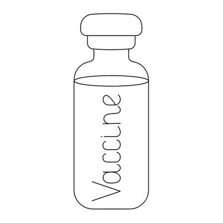 Vaccine vial. A glass container with a medicine is closed with a stopper. Sketch. Vector illustration. vaccine in a vial. A tube with a liquid preparation to provide the body with immunityのイラスト素材