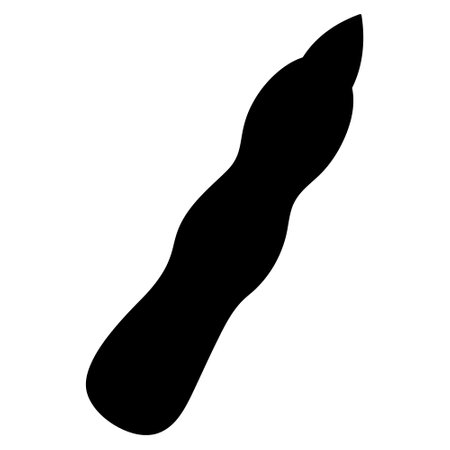 Long claw witch finger. Silhouette. Vector illustration. Part of a man's hand with a sharp nail. Isolated white background. Severed limb. Halloween symbol. Decoration for All Saints Day.のイラスト素材