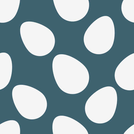 Easter egg. Chicken egg is white. Repeating vector pattern. Isolated blue background. flat style....