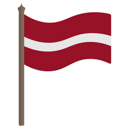 Flag of Latvia. vector illustration. The fabric is decorated with three stripes. The national symbol of the state develops in the wind. flat style. isolated background. political themes.のイラスト素材