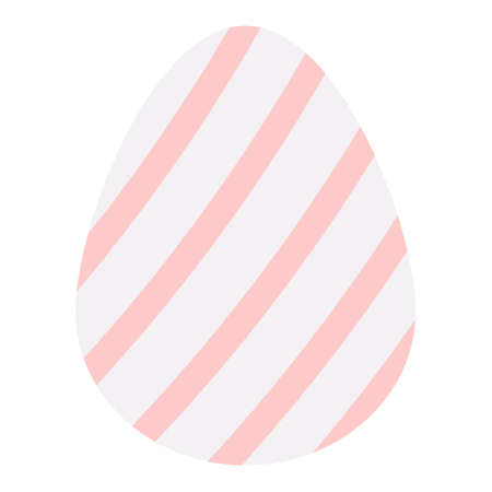 Easter egg. Chicken egg is white. Ornament on the egg in the form of red stripes. color vector illustration. isolated background. flat style. Festive print. Idea for web design, invitations, postcardsのイラスト素材