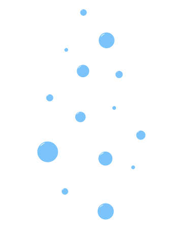 bubbles. Small blue balls rise up. Round air bubbles. color vector illustration. Outlines on an isolated background. Idea for web design.のイラスト素材