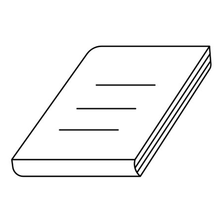 Book. view from above. sketch. vector illustration. School textbook in closed position. Coloring book for children. Doodle style. Outline on isolated background. school theme.のイラスト素材