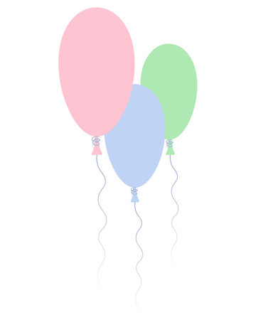 air balloons. A cute inflatable decoration for any occasion. color vector illustration. Colorful rubber balls tied with thread. flat style. isolated background. Idea for web designのイラスト素材