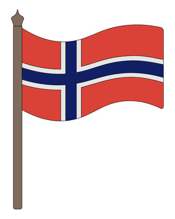 Flag of Norway on field. National symbol of Norway. vector illustrationのイラスト素材