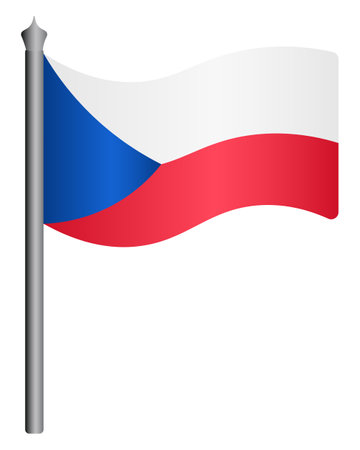 Flag of Czech Republic waving in the wind on a white background. vector illustrationのイラスト素材