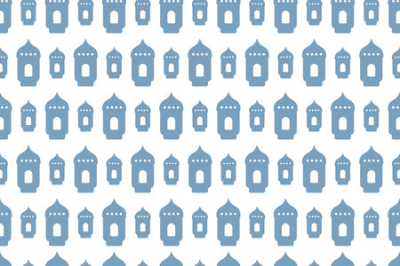 Flashlight. Fanu. Seamless vector pattern. Symbol of hope, light and enlightenment. Repeating ornament for Ramadan. Isolated colorless background. Idea for web design.のイラスト素材